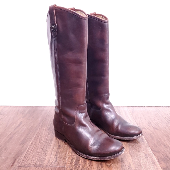 FRYE Melissa Button 2 cognac leather classic tall riding boots - Picture 1 of 11